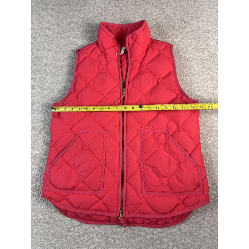 J.Crew Vest Womens Medium Hot Pink Quilted Down Puffer Diamond Quilt Zip Pockets - Picture 4 of 7